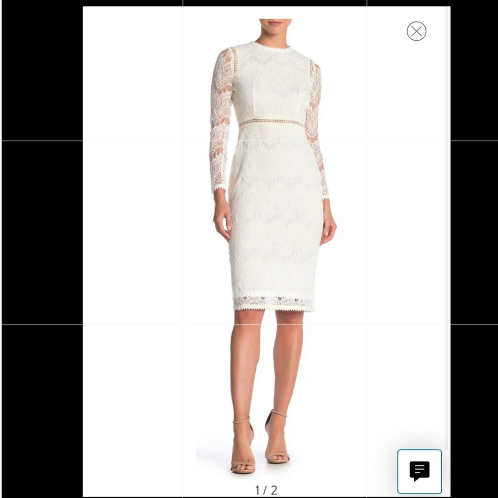 Lace Long Sleeve MIDI Dress Large
